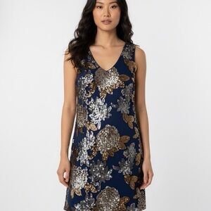 Francesca's Collections Navy Dress with Sequin Accents